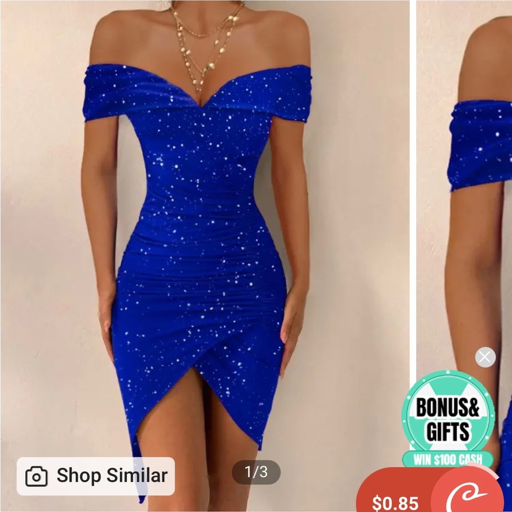 Glitter Off Shoulder Ruched Bodycon Party Dress nwot